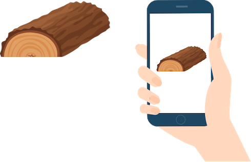 出品物を撮影しているイラスト